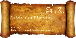 Sztáray Klaudia névjegykártya