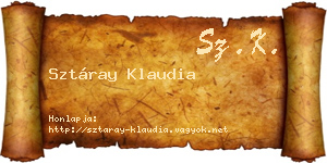 Sztáray Klaudia névjegykártya